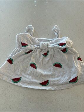 Old Navy White Tank Top with Red and Green Watermelon Motif
